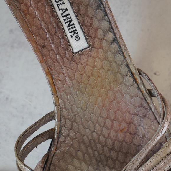 Manolo Blahnik Multicolor Snakeskin Kitten Heels - Picture 10 of 11